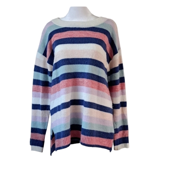 [GAP]  Multicolor Striped Crew Neck Sweater Oversized Size Medium - Picture 1 of 5